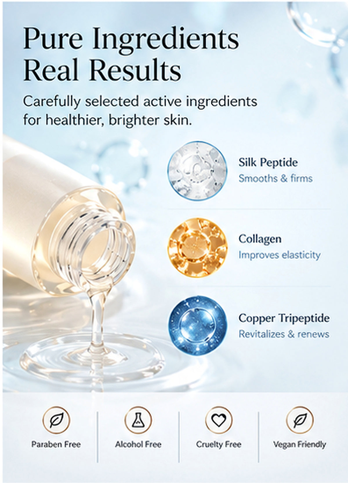 LumiSilk Peptide Toner formula highlights — enhanced clarity 4K
