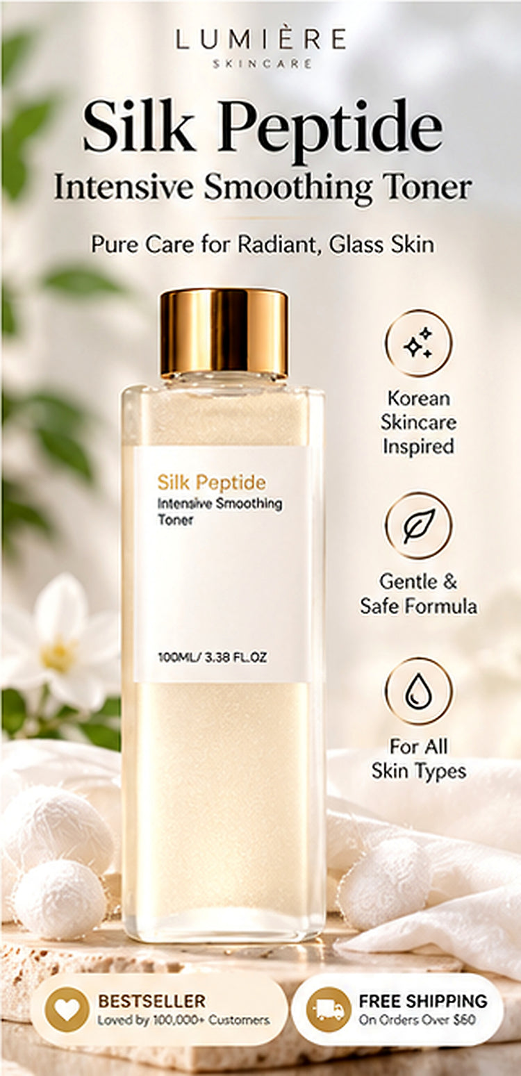 LumiSilk Peptide Toner hero benefits image — enhanced clarity 4K