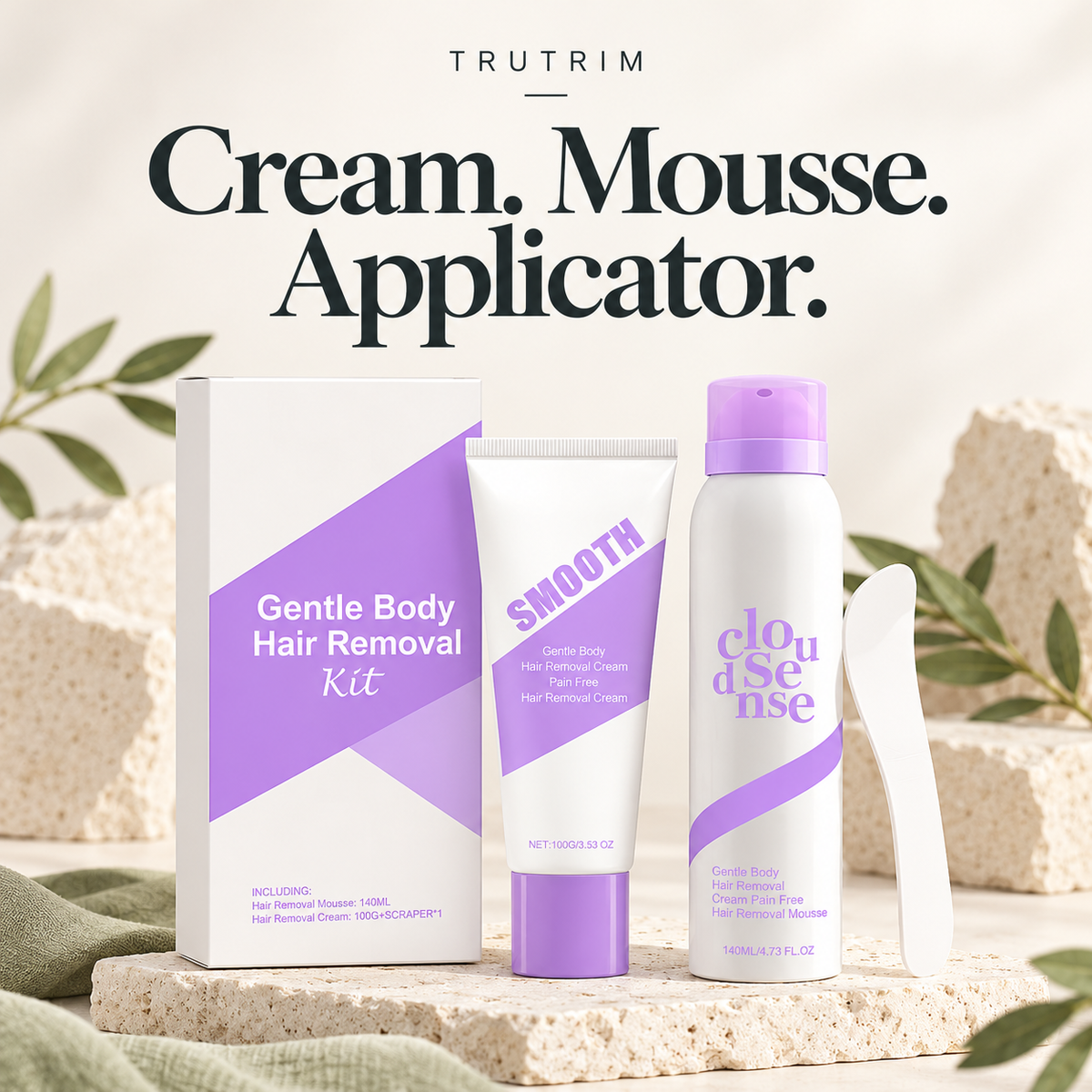 Cream. Mousse. Applicator.